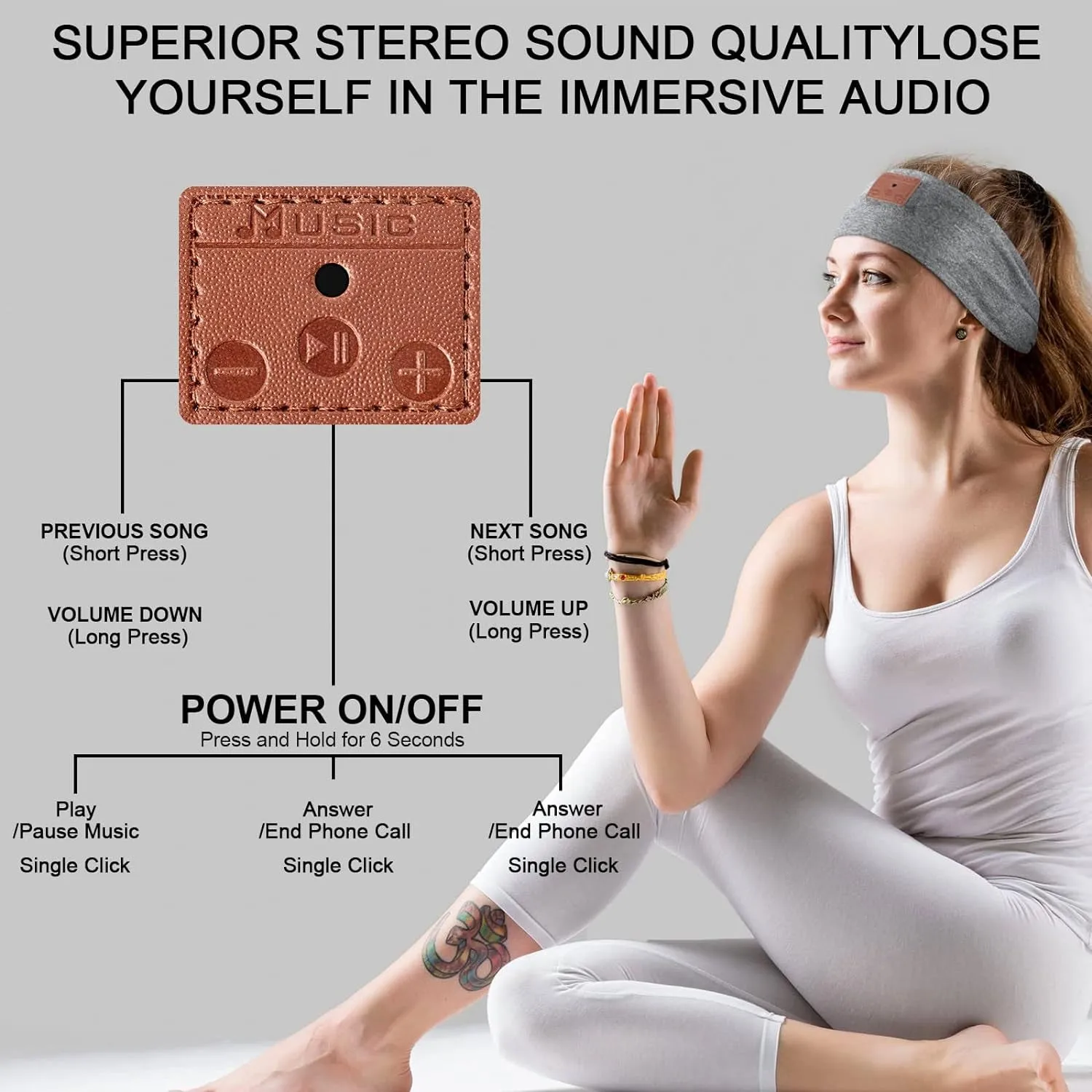 2 Pieces Wireless Bluetooth-Compatible Music Headband with HD Speakers Wireless Headphones for Side Sleepers Sleeping Calling Jogging Yoga Workout