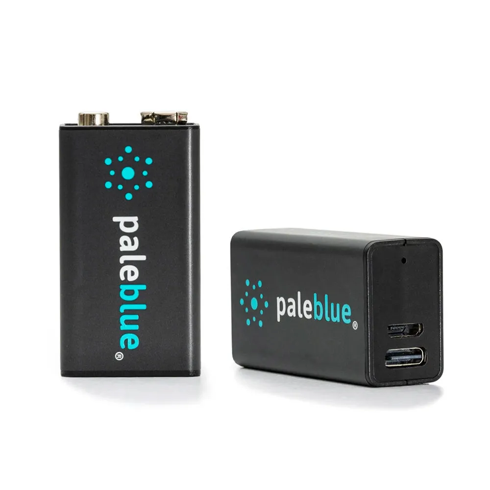 2pc Paleblue Fast Charging 9V USB Rechargeable Smart Batteries