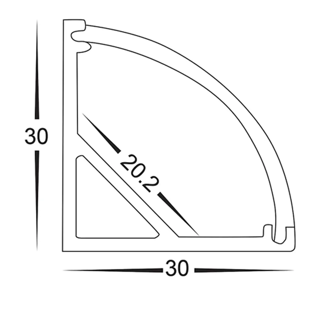 30mm x 30mm Silver Larger Corner Aluminium LED Profile Havit Lighting - HV9691-3030