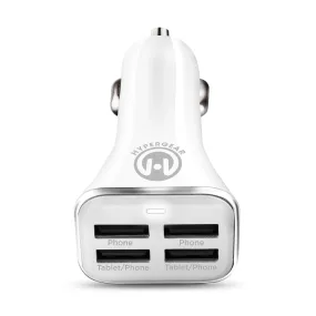 34W Quad USB Car Charger | White