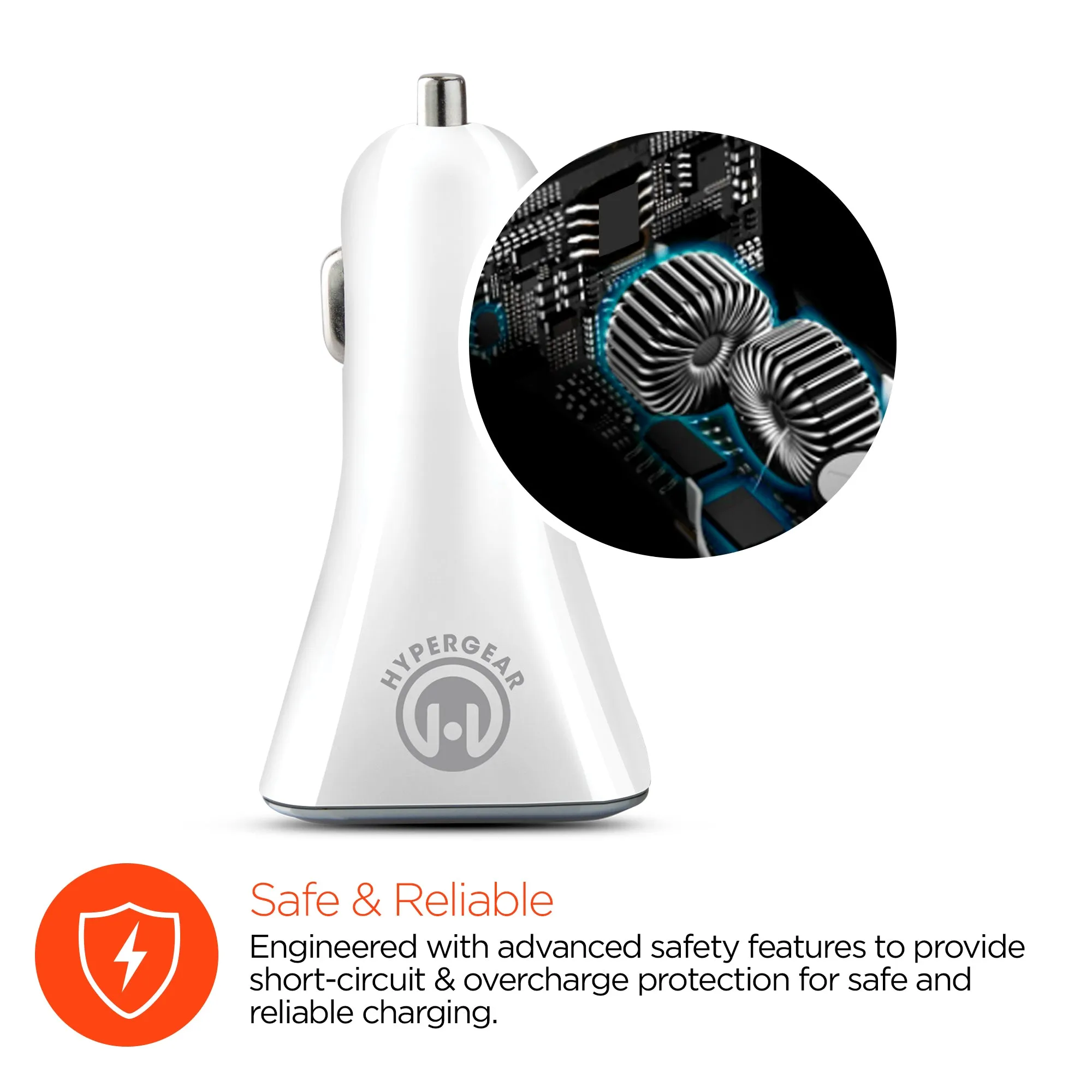 34W Quad USB Car Charger | White