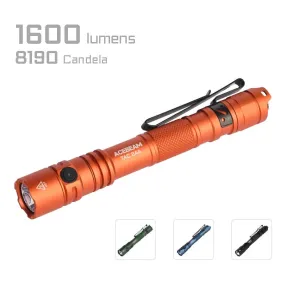 Acebeam TAC 2AA 1400 Lumen Dual Switch Tactical Pen Style Flashlight USB-C Rechargeable Battery Included - Orange