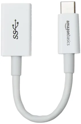 AmazonBasics USB Type-C to USB 3.1 Gen1 Female Adapter - White, 10-Pack