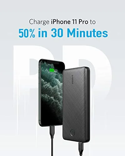 Anker Portable Charger, PowerCore Essential 20000 PD (18W) Power Bank with 18W USB C Charger, High-Capacity 20,000mAh Power Delivery Battery Pack for iPhone 11/11 Pro/11 Pro Max/X/8, Samsung