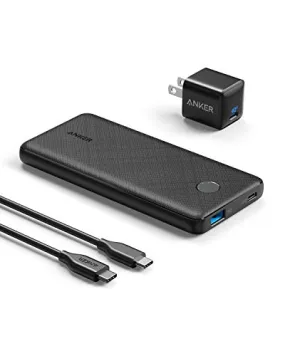 Anker Portable Charger, PowerCore Slim 10000 PD(18W) Power Bank with 18W USB C Charger, Power Delivery Battery Pack for iPhone/X/XS/XR/XS Max, Samsung Galaxy S10, Pixel 3/3XL, and More, Black