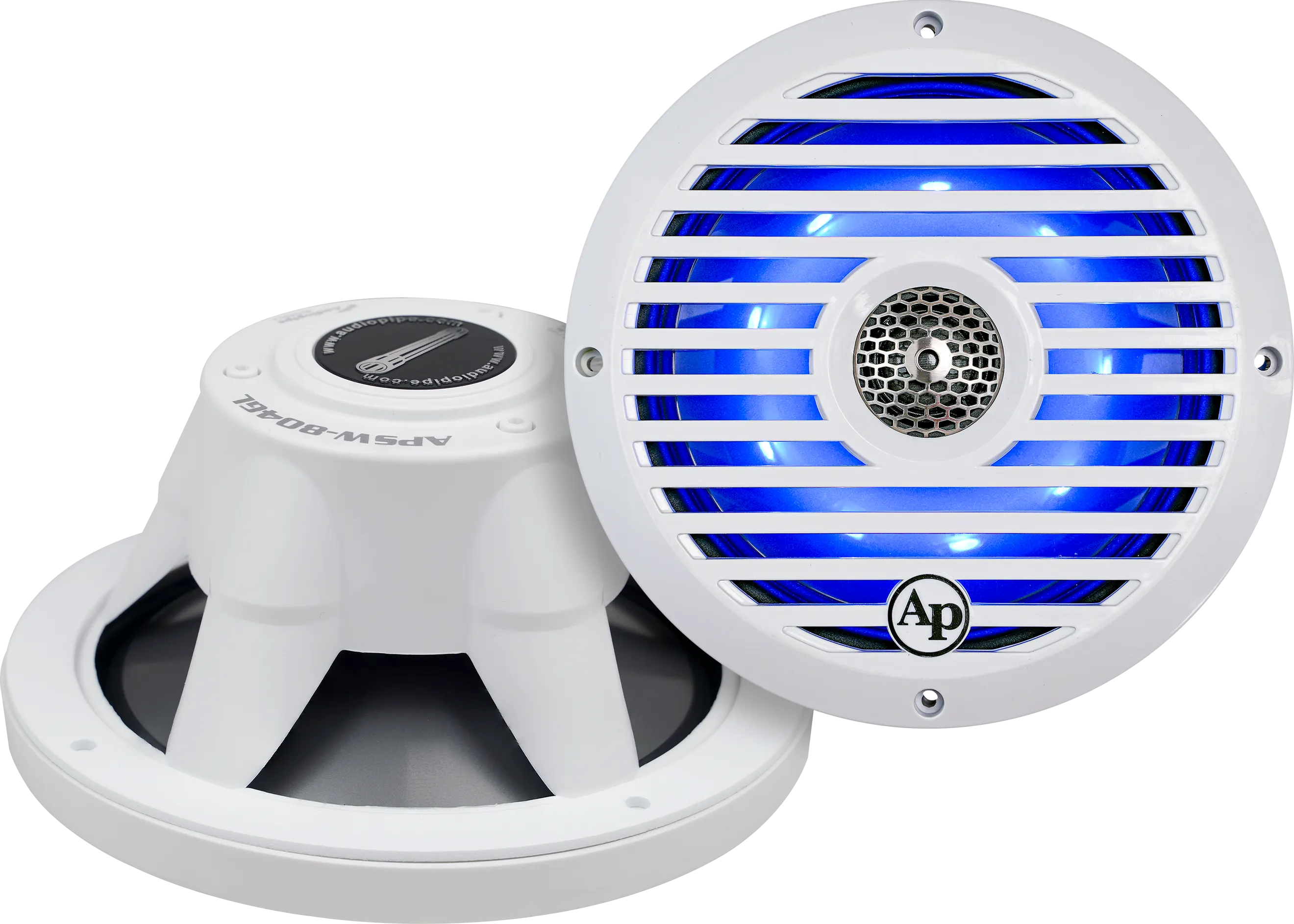 Audiopipe 8” Coaxial 2-Way Marine Speaker with LED lights (APSW-804GL) 2024 SALT WATER SERIES