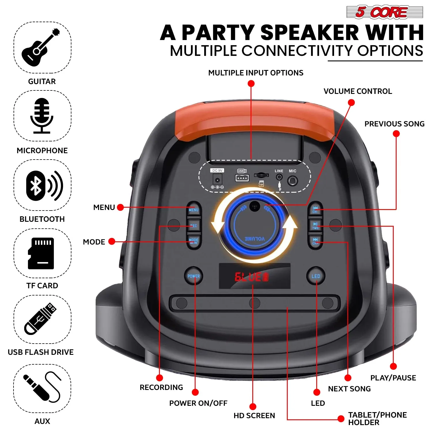 Bluetooth Party Speaker 12 Inch Karaoke Machine   2 Wireless Mic