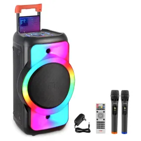 Bluetooth Party Speaker 12 Inch Karaoke Machine   2 Wireless Mic