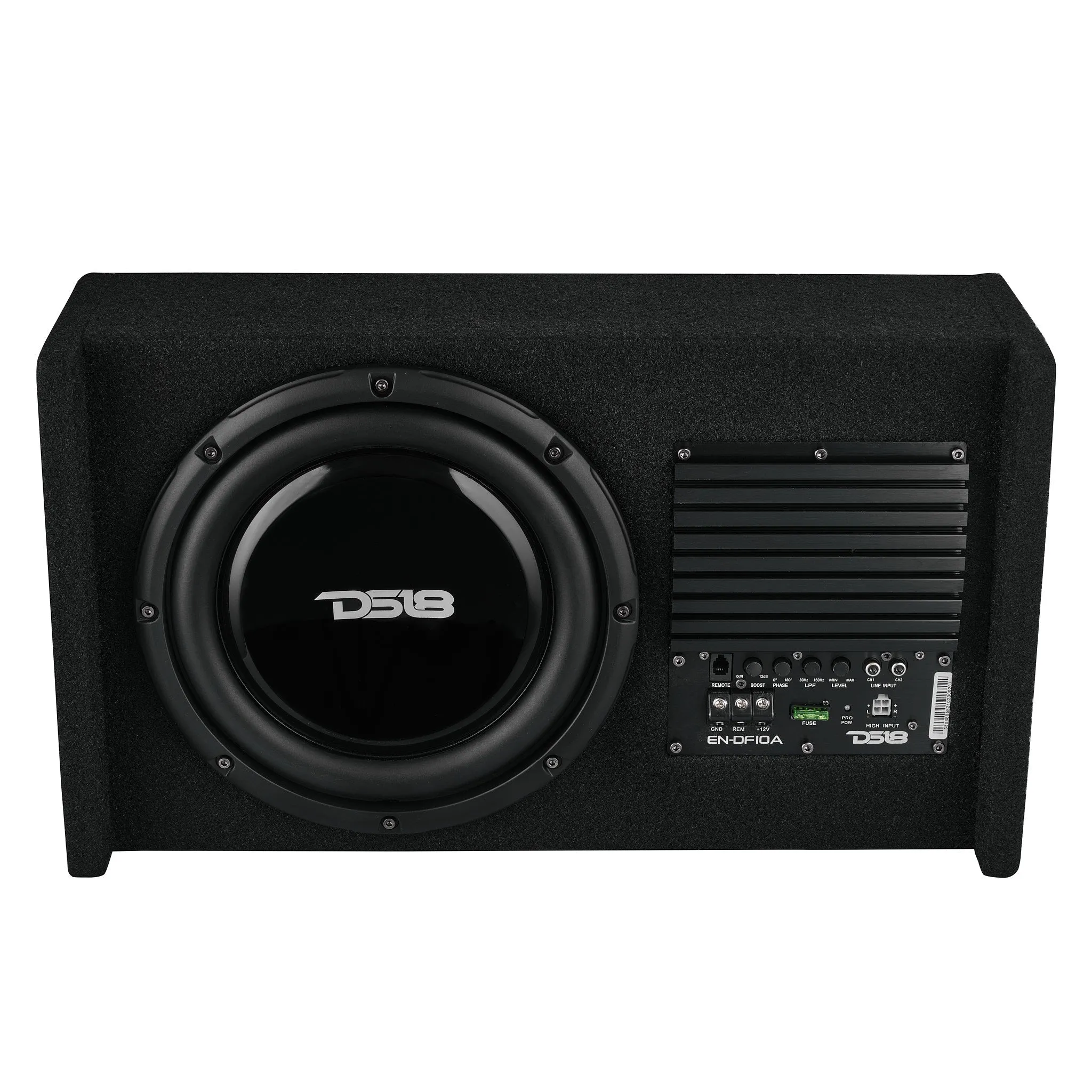 DS18 10in Loaded Amplified Shallow Down Fire Subwoofer Enclosure 250 Watts Rms