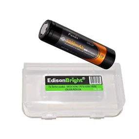 High-Capacity Fenix ARB-L2P 3200mAh Protected 18650 Rechargeable Li-ion Battery with EdisonBright BBX3 Battery Carry Case - Compatible with TK75, TK16, PD32, TK09, ARE-X1, ARE-C1, ARE-C2, TK22, TK35, PD35, and More