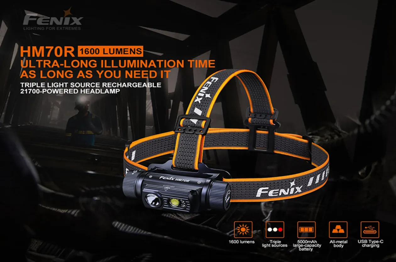 Fenix HM70R Rechargeable Multi-Use Headlamp - 1600 Lumens