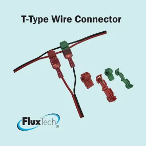 FluxTech - T-Type Tap Wire Connector. Self-Stripping Electrical. Quick Splice Spade Wire Crimp Terminal Kit