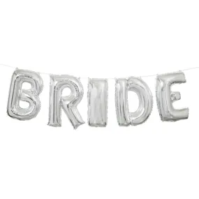 Foil Letter Balloon Banner Kit 14in, Silver Bride