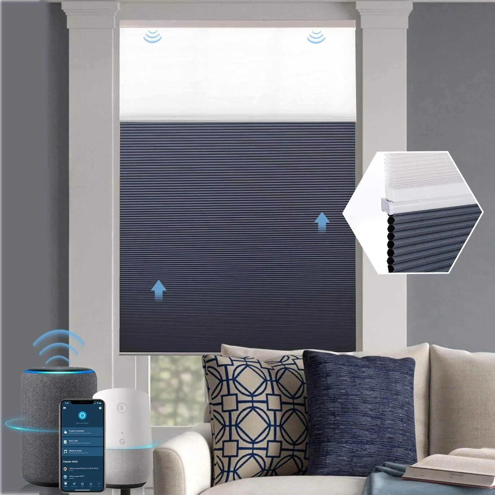 Graywind Motorized Day/Night Cellular Shades | Blackout Series | Customizable