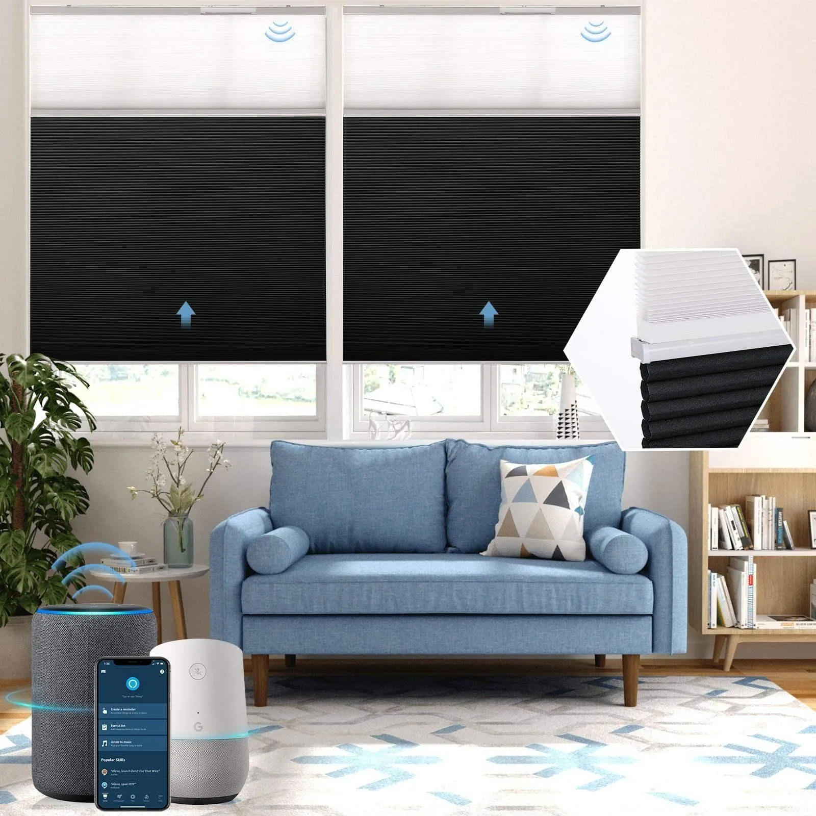 Graywind Motorized Day/Night Cellular Shades | Blackout Series | Customizable