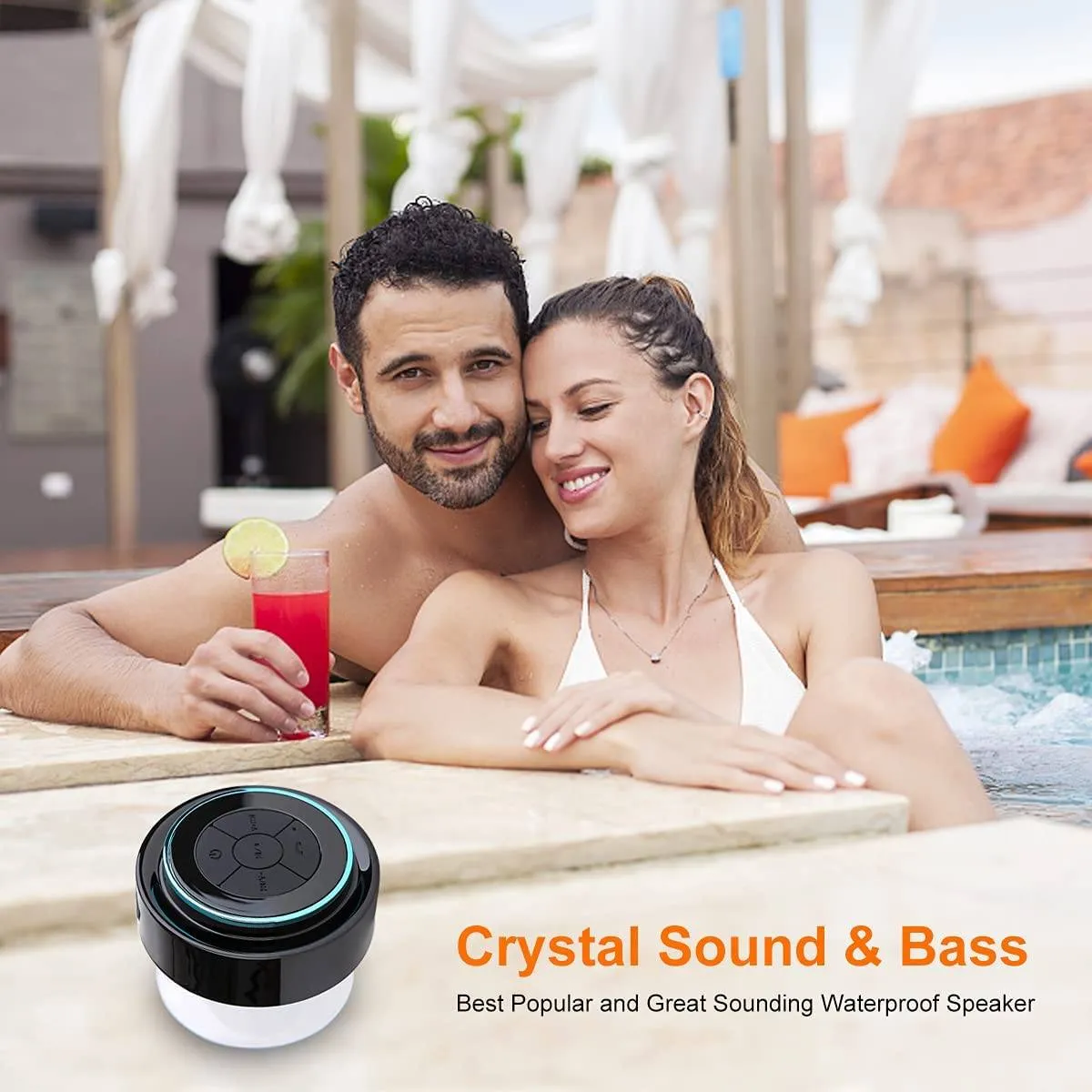 HAISSKY Portable Waterproof Wireless Speaker with FM Radio and Suction Cup