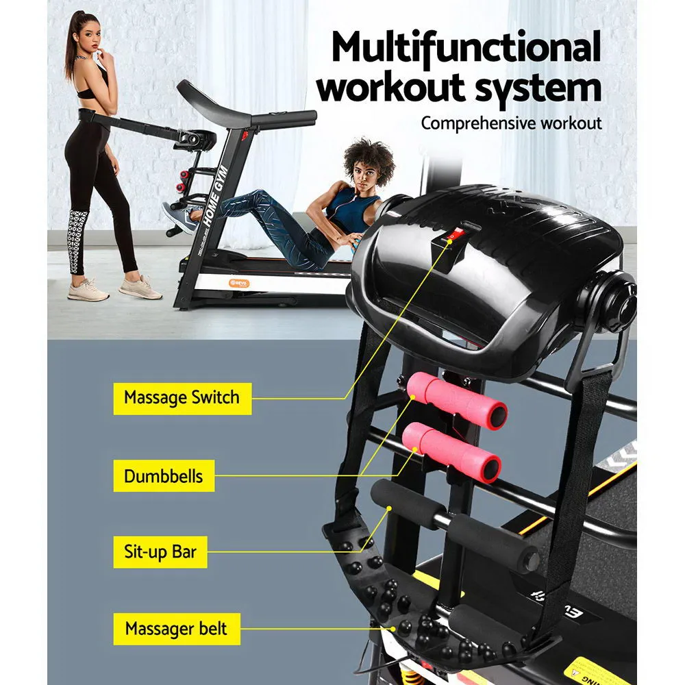 High-Strength Electric Treadmill w/ Massager and Dumbbells - Everfit