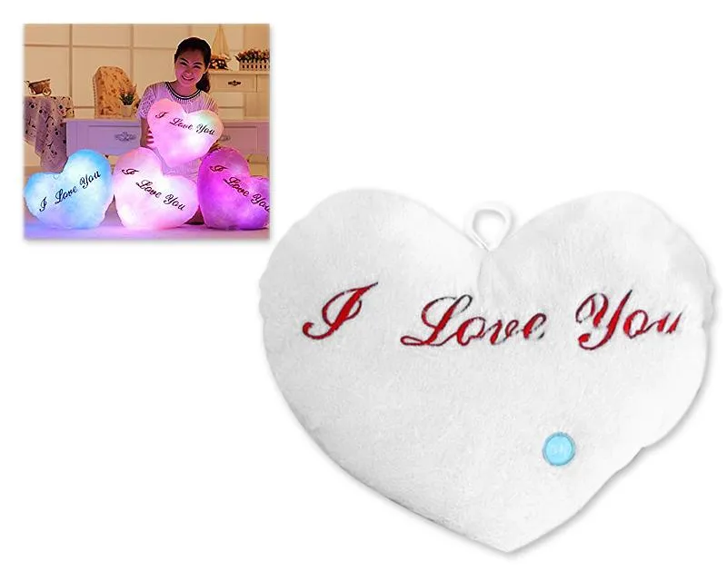 Luminous I Love You LED Light Up Heart Shaped Pillow with Speaker