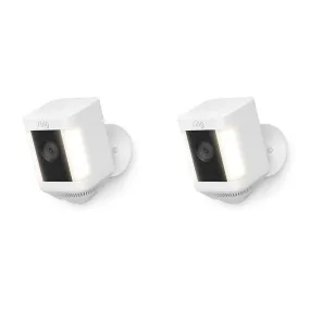 Ring Spotlight Cam Plus, Battery | Two-Way Talk, Color Night Vision, and Security Siren (2022 release) | 2-pack, White