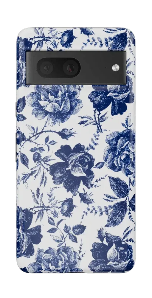 Rose to Fame | Blue & White Rose Floral Google Pixel Case