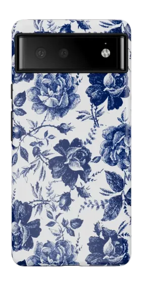 Rose to Fame | Blue & White Rose Floral Google Pixel Case