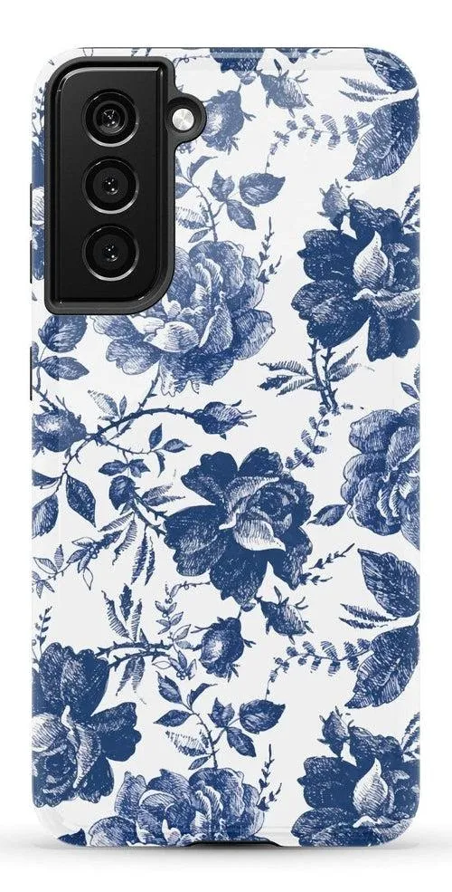 Rose to Fame | Blue & White Rose Floral Samsung Case