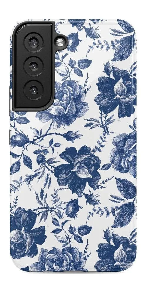 Rose to Fame | Blue & White Rose Floral Samsung Case