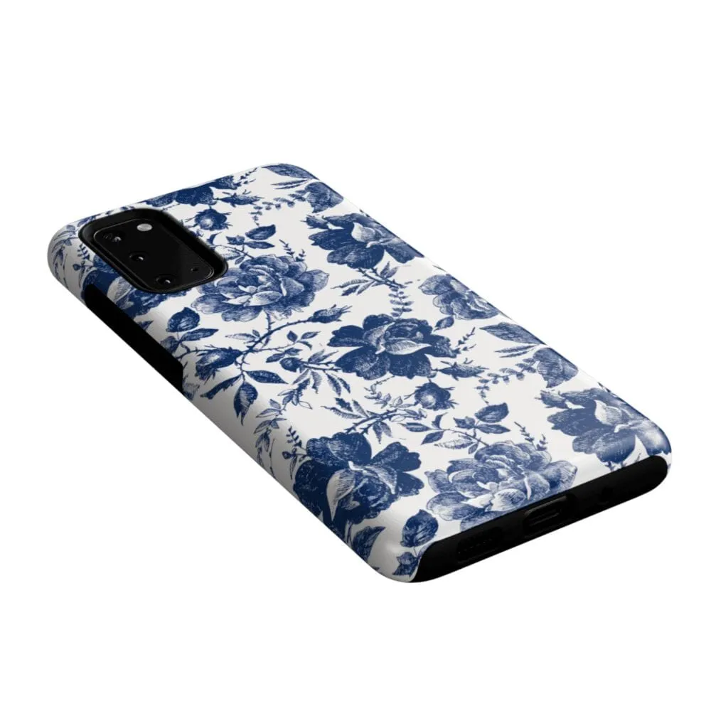 Rose to Fame | Blue & White Rose Floral Samsung Case