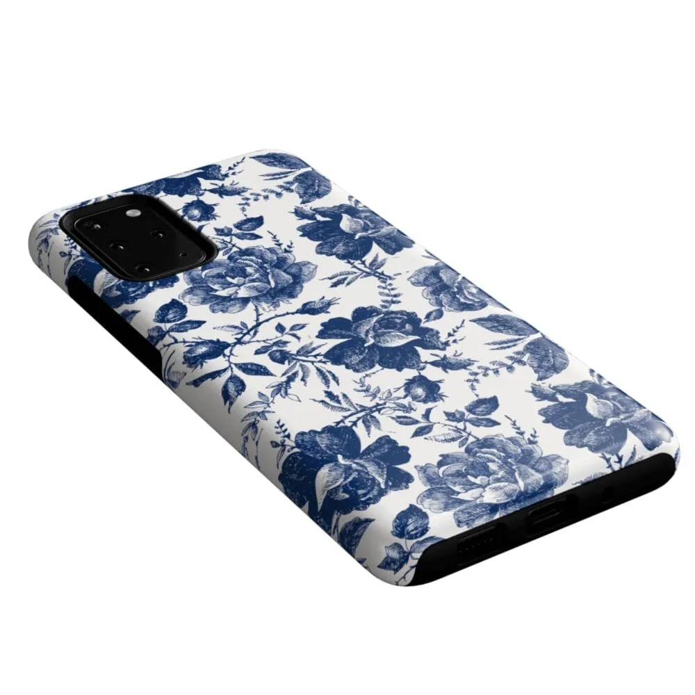 Rose to Fame | Blue & White Rose Floral Samsung Case