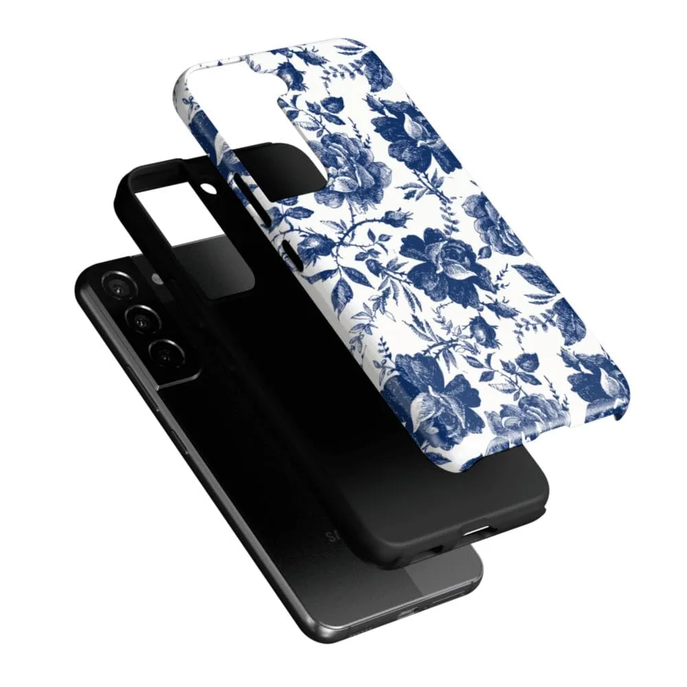 Rose to Fame | Blue & White Rose Floral Samsung Case