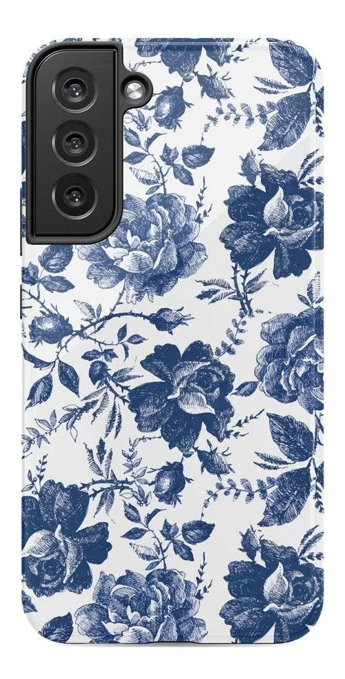 Rose to Fame | Blue & White Rose Floral Samsung Case