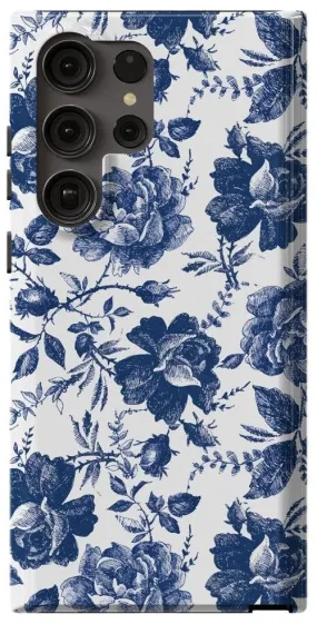 Rose to Fame | Blue & White Rose Floral Samsung Case