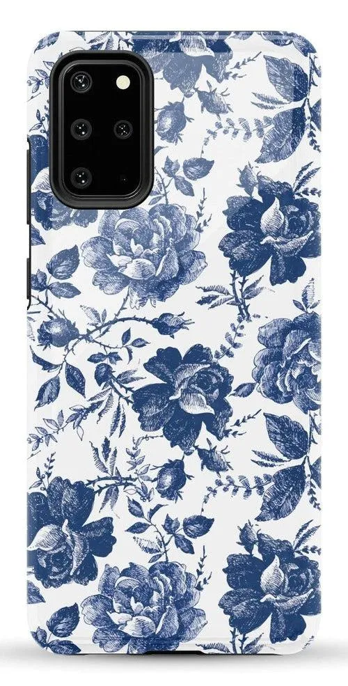 Rose to Fame | Blue & White Rose Floral Samsung Case