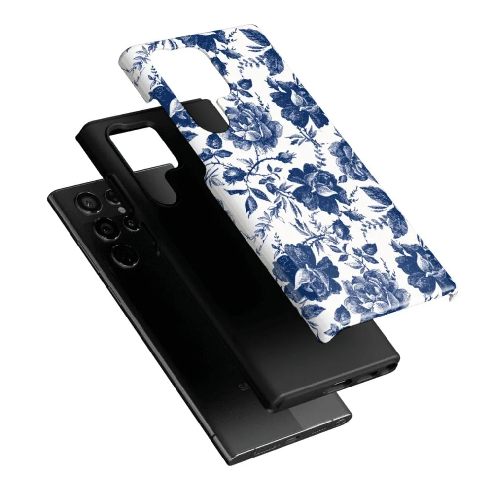 Rose to Fame | Blue & White Rose Floral Samsung Case