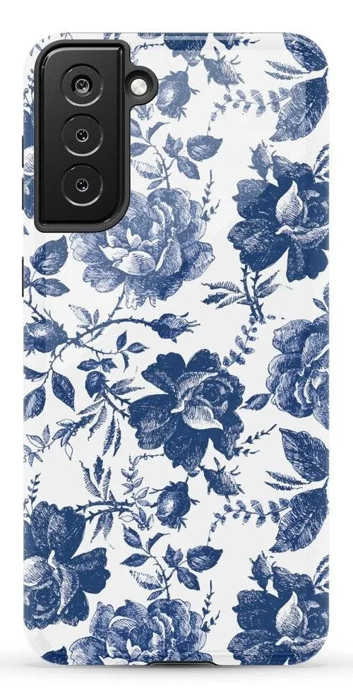 Rose to Fame | Blue & White Rose Floral Samsung Case