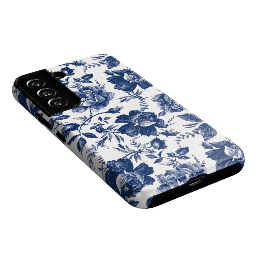 Rose to Fame | Blue & White Rose Floral Samsung Case