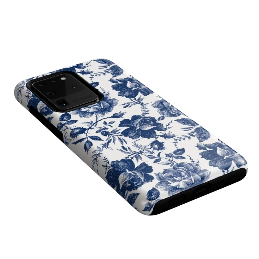 Rose to Fame | Blue & White Rose Floral Samsung Case