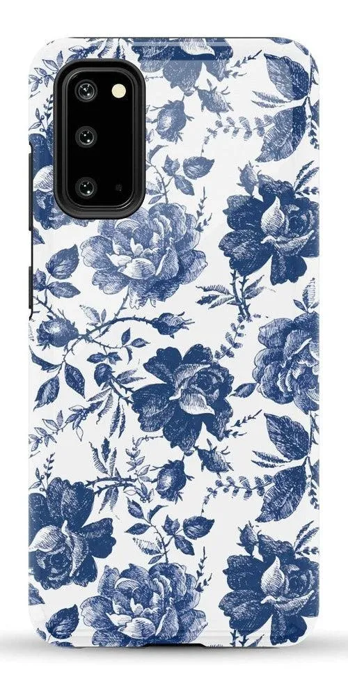 Rose to Fame | Blue & White Rose Floral Samsung Case