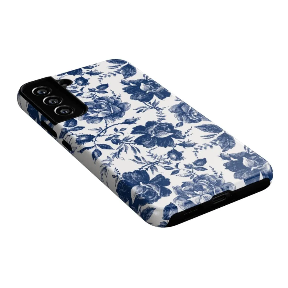 Rose to Fame | Blue & White Rose Floral Samsung Case