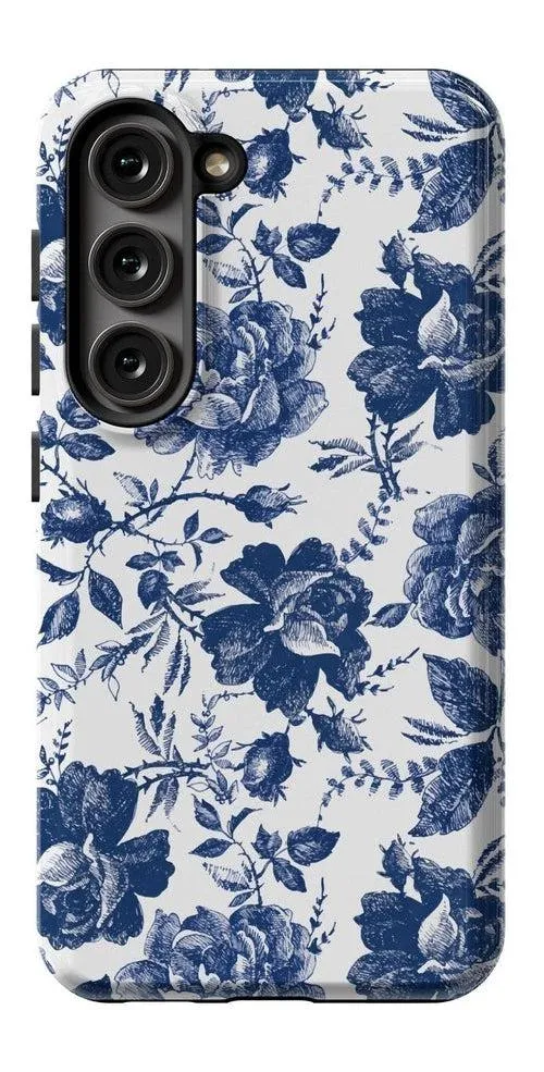 Rose to Fame | Blue & White Rose Floral Samsung Case