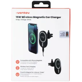 Ventev (15W) Wireless Magnetic Car Charger Vent Mount - Black