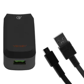 Ventev Wallport RQ1300 Qualcomm 3.0 USB Adapter and 3Ft Micro-USB Cable - Gray