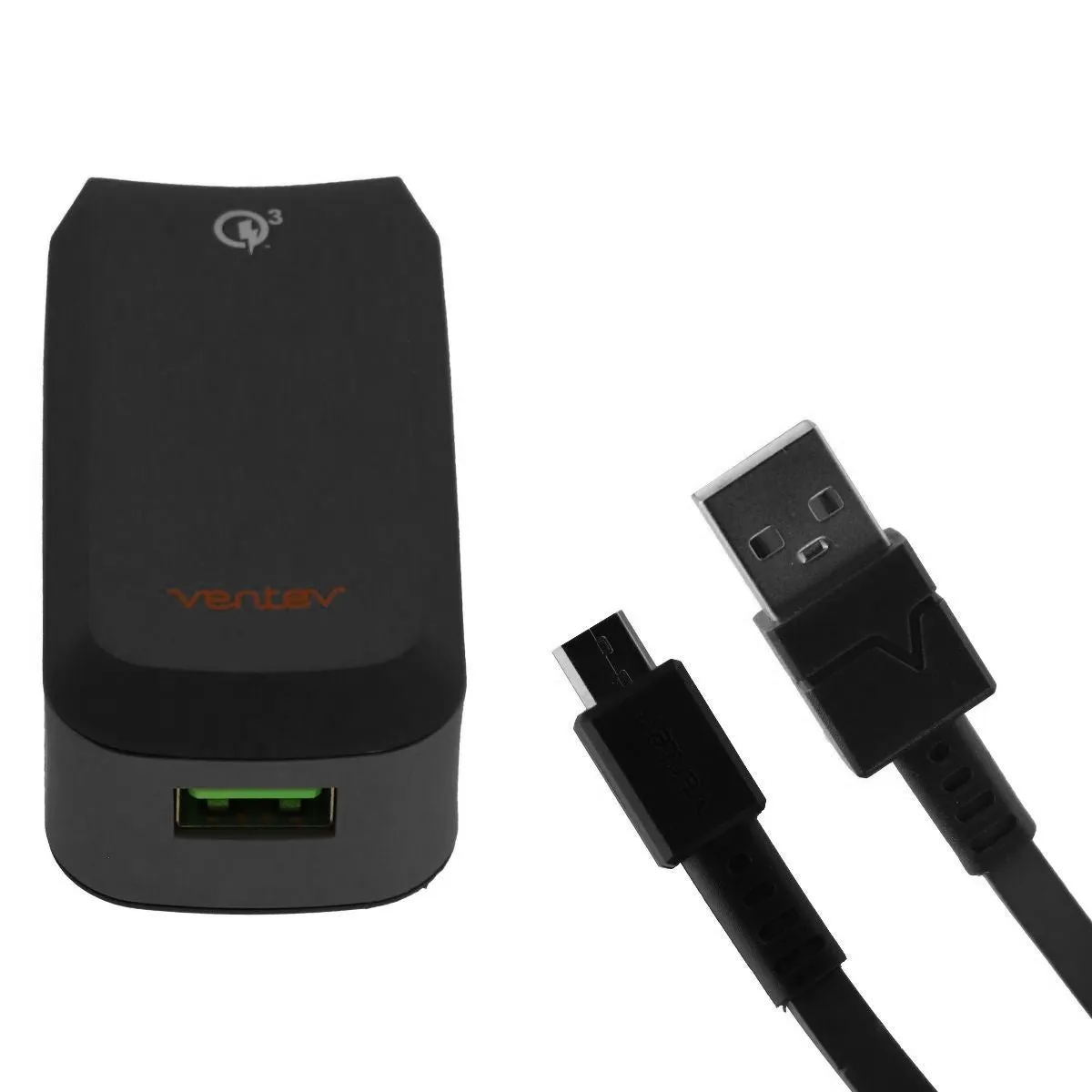 Ventev Wallport RQ1300 Qualcomm 3.0 USB Adapter and 3Ft Micro-USB Cable - Gray